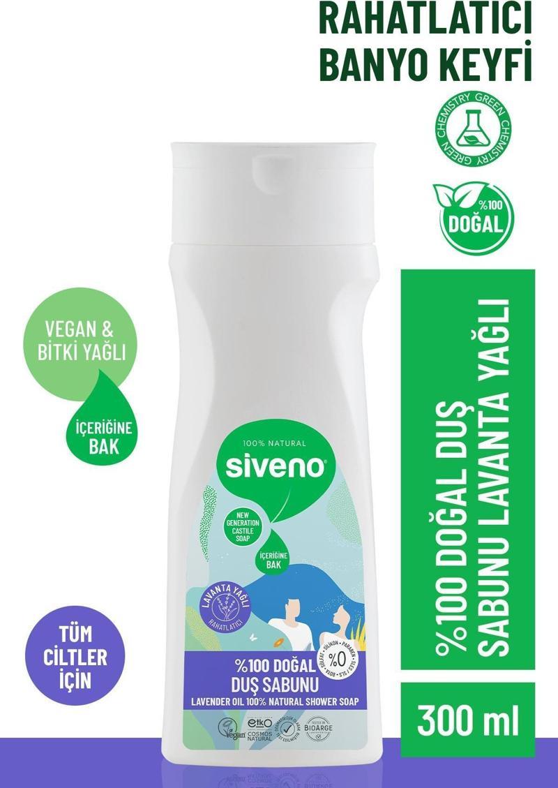 %100 Doğal Duş Sabunu Lavanta Kokulu Rahatlatıcı Duş Jeli 6 Değerli Bitki Vegan 300 ml