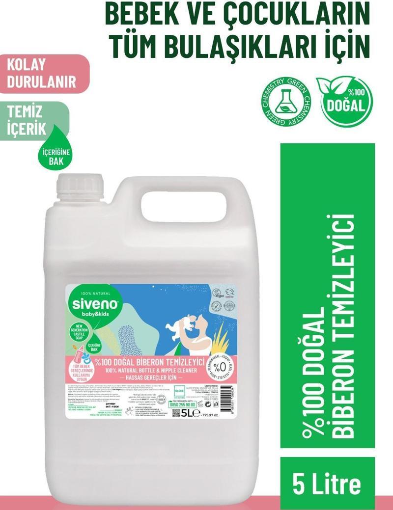 %100 Doğal Emzik Ve Biberon Temizleyicisi Bitkisel Elde Bulaşık Sabunu Nemlendirici Vegan 5000 ml