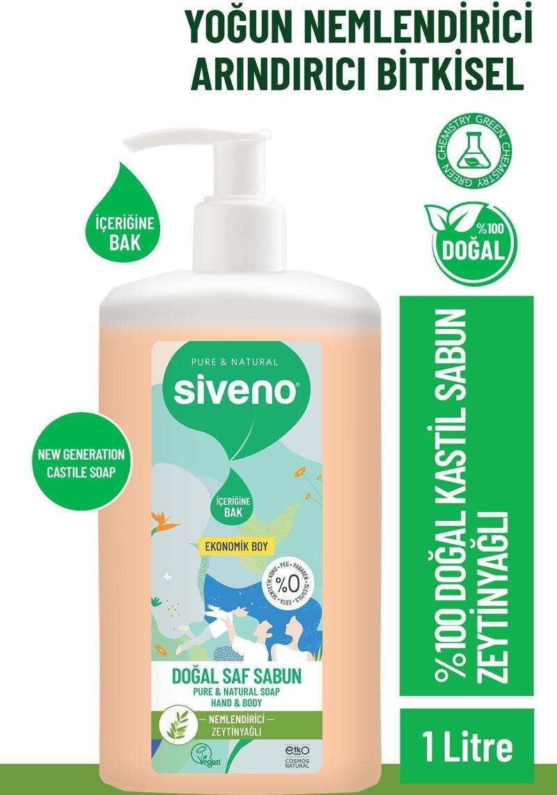 %100 Doğal Sıvı Kastil Sabun Zeytinyağlı Yoğun Nemlendirici Arındırıcı Bitkisel Vegan 1000 ml