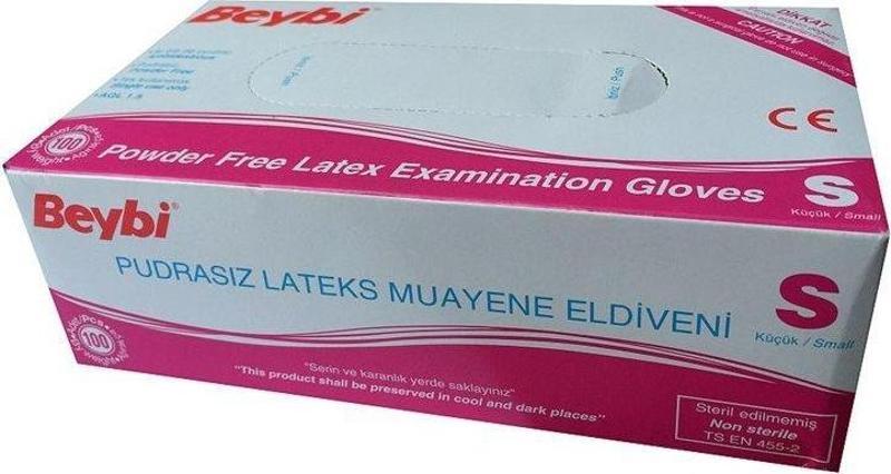 Pudrasız Lateks Muayene Eldiven Small (100 Lü Paket)