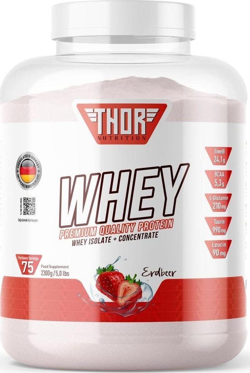 2.3 Kg Whey Protein 75 Servis Çilek Aromalı+ Shaker Hediye