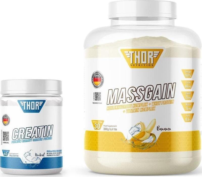 3Kg Massgaıner 30 Servis Muz Aromalı + Creatine 60 Servis Aromasız + 5 Hediye