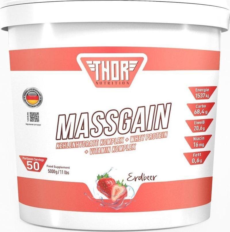 5 Kg Massgainer 50 Servis Çilek Aromalı + 5 Hediye