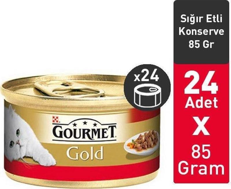 Purina Soslu Parça Sığır Etli Konserve Kedi Maması 85 gr x 24 Adet