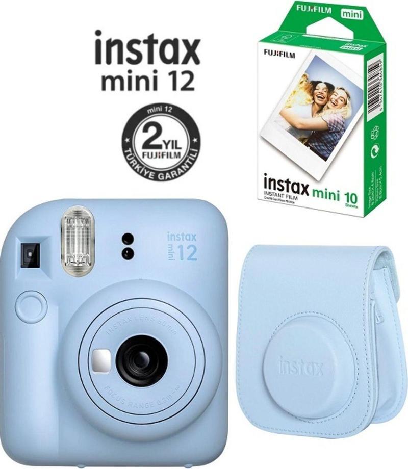 Fujifilm Instax Mini 12 Mavi Fotoğraf Makinesi 10'lu Film Ve Çantalı Seti 98