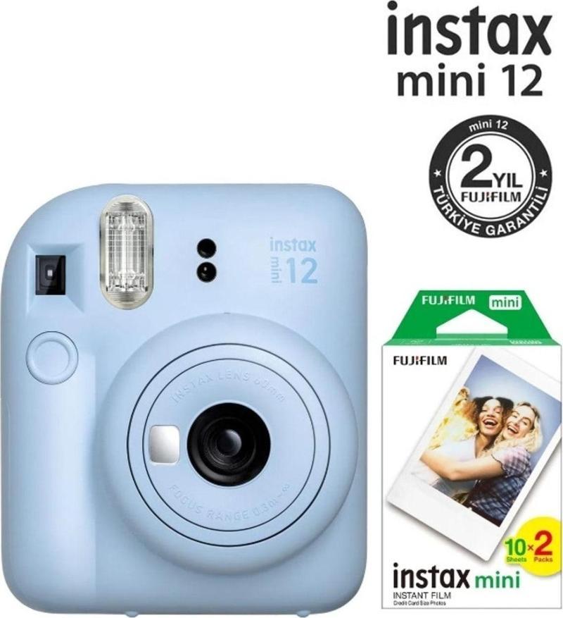 Fujifilm Instax Mini 12 Mavi Fotoğraf Makinesi Ve 20'li Mini Film