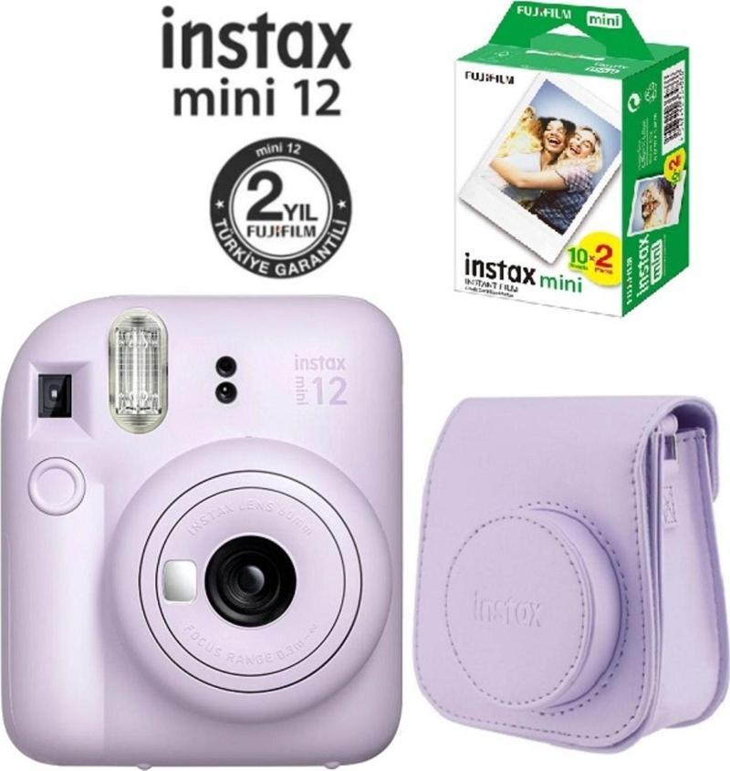 Fujifilm Instax Mini 12 Mor Fotoğraf Makinesi 20'li Film Ve Çantalı Hediye Seti 99