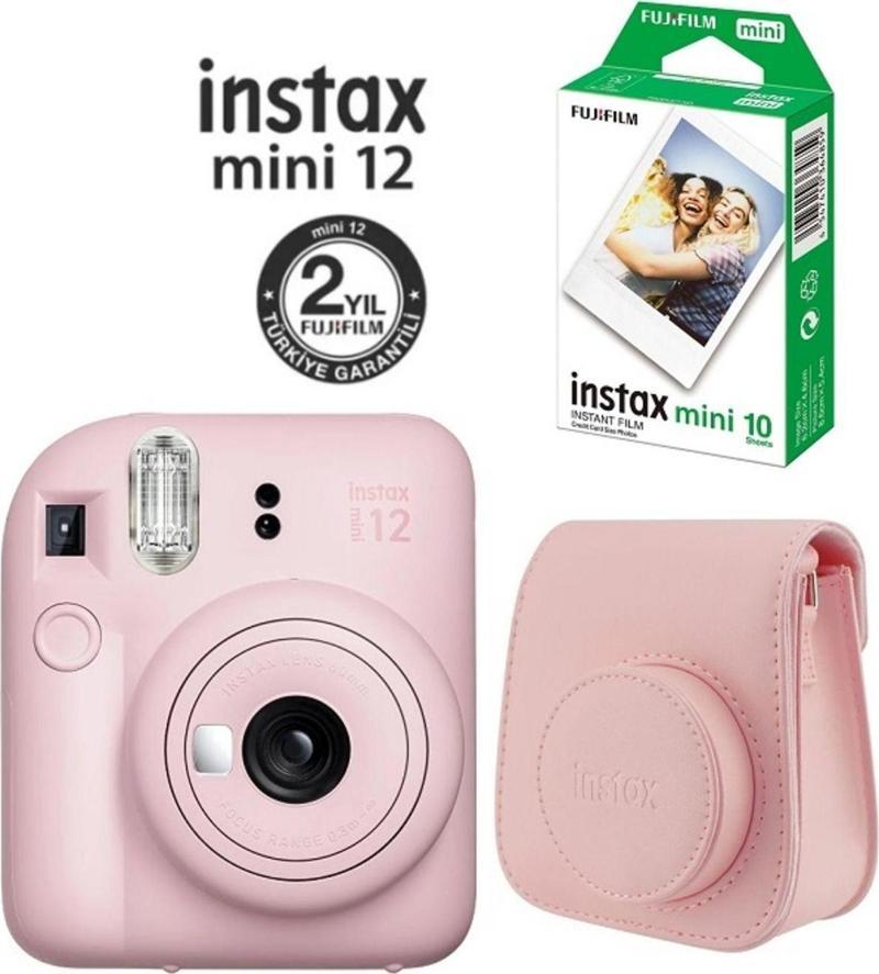 Fujifilm Instax Mini 12 Pembe Fotoğraf Makinesi 10'lu Film Ve Çantalı Seti 98