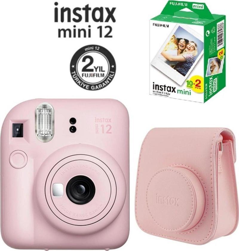 Fujifilm Instax Mini 12 Pembe Fotoğraf Makinesi 20'li Film Ve Çantalı Hediye Seti 99