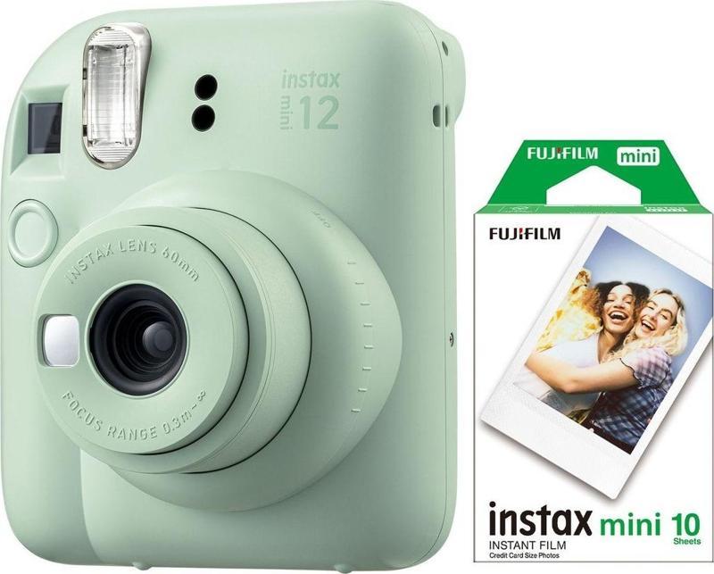 Fujifilm Instax Mini 12 Yeşil Fotoğraf Makinesi Ve 10'lu Mini Film