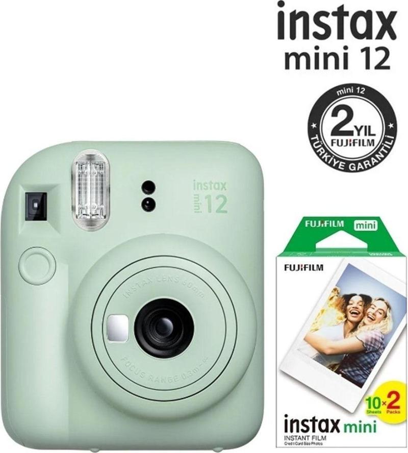 Fujifilm Instax Mini 12 Yeşil Fotoğraf Makinesi Ve 20'li Mini Film