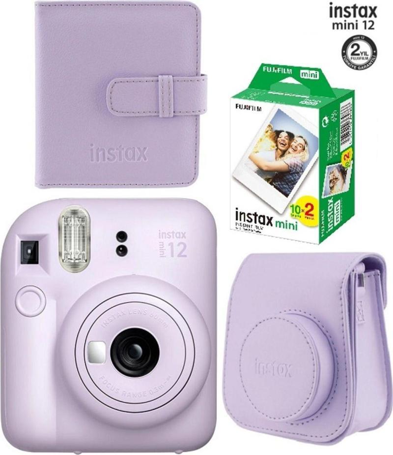 Fujifilm Mini 12 Mor Fotoğraf Makinesi Ve Albümlü Çantalı Seti 88