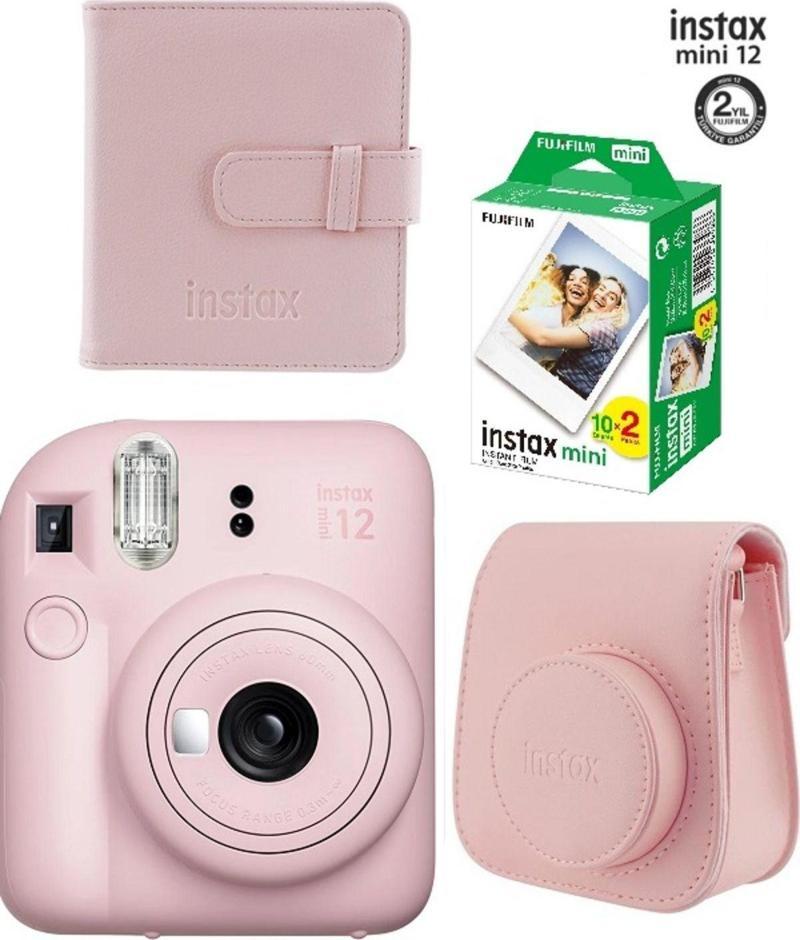 Fujifilm Mini 12 Pembe Fotoğraf Makinesi Ve Albümlü Çantalı Seti 88