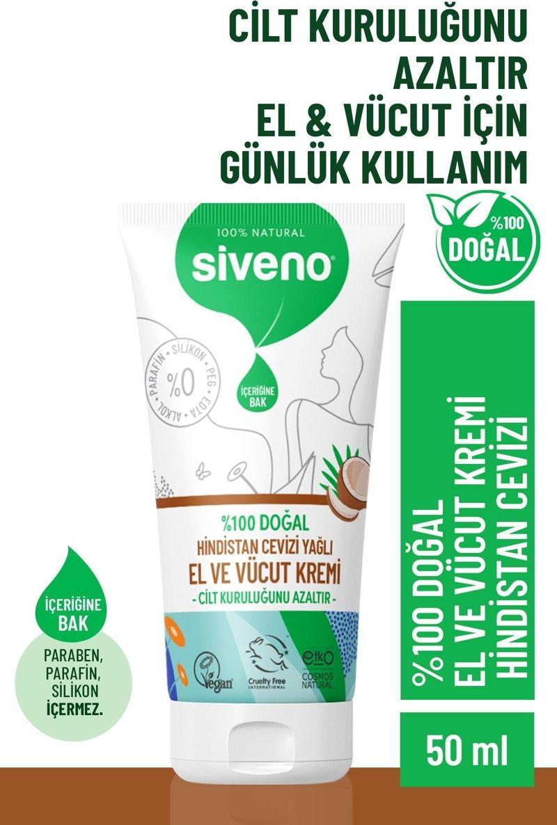 %100 Doğal El Ve Vücut Kremi Hindistan Cevizi Avokado Yoğun Nemlendirici Onarıcı Vegan 50 ml