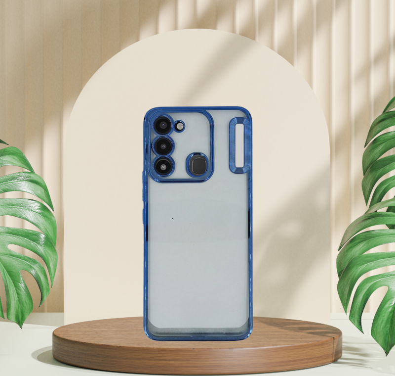 Tecno Spark 8C Yanlari Renkli̇ Lens Korumali Logo Gösteren  Mega Kilif Laci̇vert