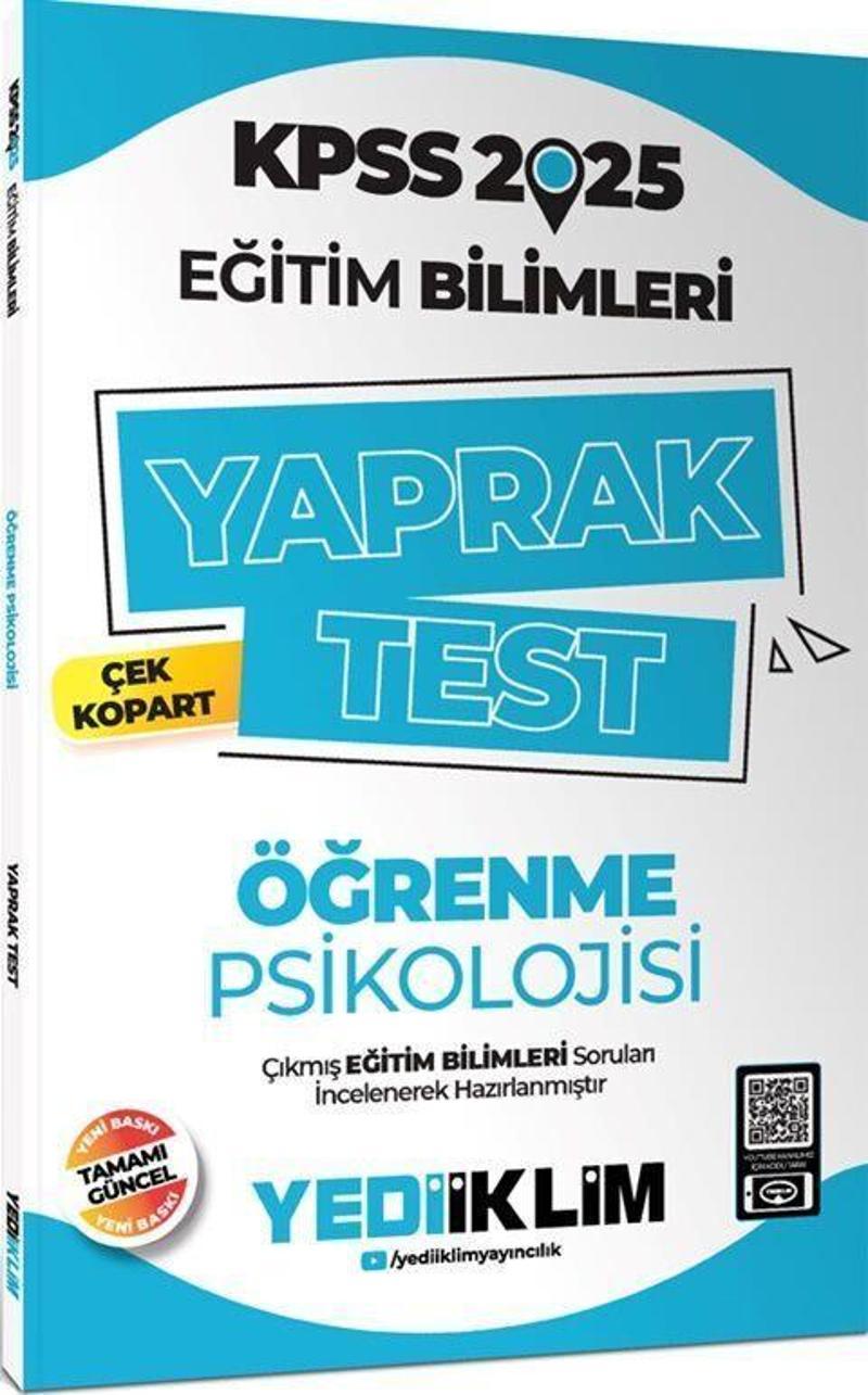 2025 KPSS Eğitim Bilimleri Öğrenme Psikolojisi Çek Kopart Yaprak Test Yediiklim Yayınları