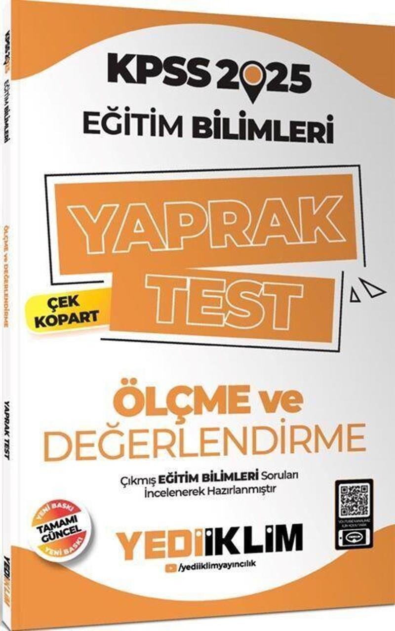 2025 KPSS Eğitim Bilimleri Ölçme ve Değerlendirme Çek Kopart Yaprak Test Yediiklim Yayınları