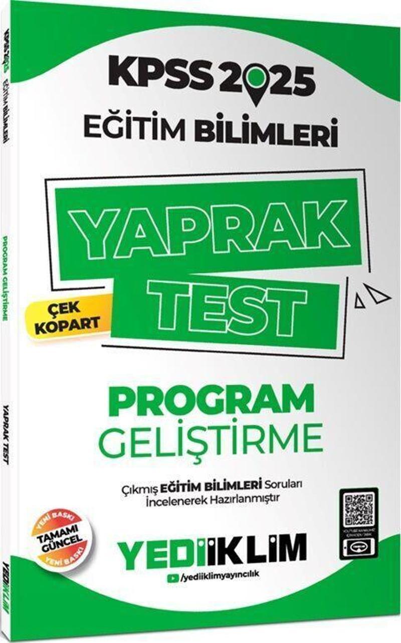 2025 KPSS Eğitim Bilimleri Program Geliştirme Çek Kopart Yaprak Test Yediiklim Yayınları