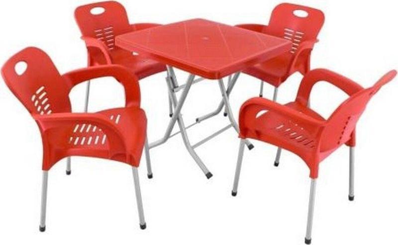 Katlanır Ayak 80x80 Alüminyum Ayaklı Nil Koltuk Masa Takımı ( Kırmızı )
