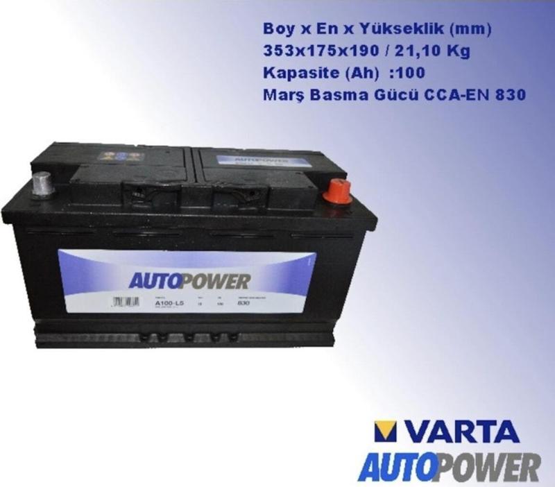 12V 100  Ah 830 En Autopower Akü