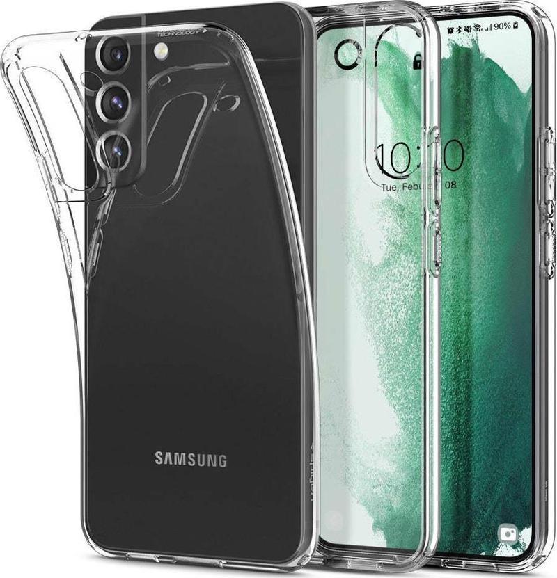 Galaxy S22 Plus 5G ile Uyumlu Kılıf Liquid Crystal 4 Tarafı Tam Koruma Crystal Clear