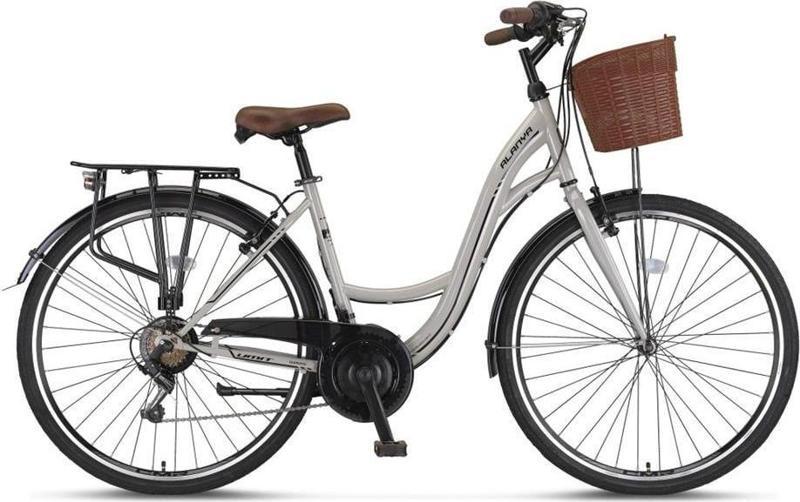 2610 ALANYA SEPETLİ KADIN ŞEHİR BİSİKLETİ V 26 JANT 21 VİTES NARDO GREY