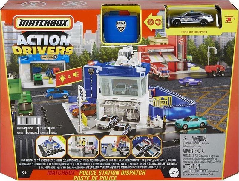 Matchbox Aksiyon Sürücüleri Oyun Seti Işıklı ve Sesli Polis İstasyonu HBD74 HHW22