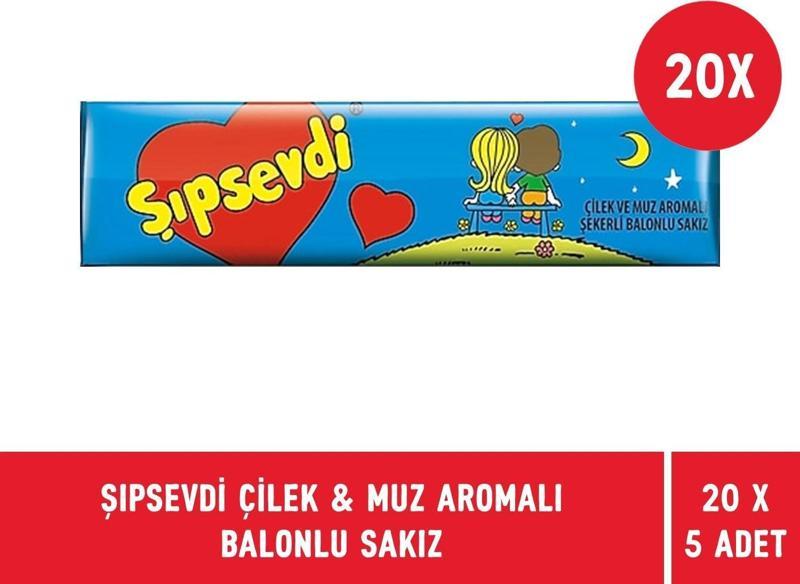 Şıpsevdi Çilek & Muz Aromalı Balonlu Nostaljik Sakız 25 gr - 20 Adet