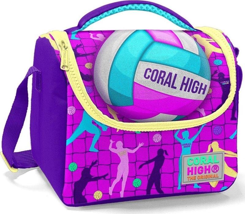 Pembe Mor Voleybol Isı Yalıtımlı Beslenme Çantası - Kız Çocuk