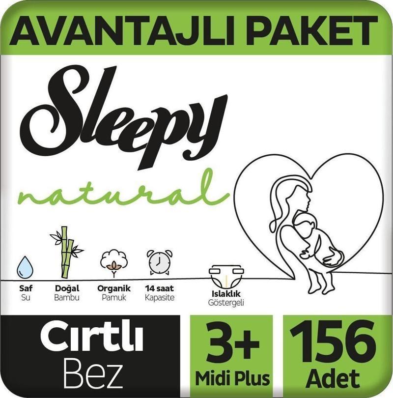 Natural Avantajlı Paket Bebek Bezi 3 Numara Midi Plus 156 Adet