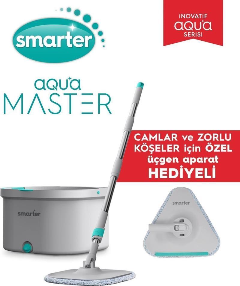 AQUA MASTER + ÜÇGEN APARAT TEMİZ & KİRLİ SUYU AYIRMA ÖZELLİĞİ OTOMATİK TEMİZLİK SETİ MOP PASPAS CAM VE KÖŞE İÇİN