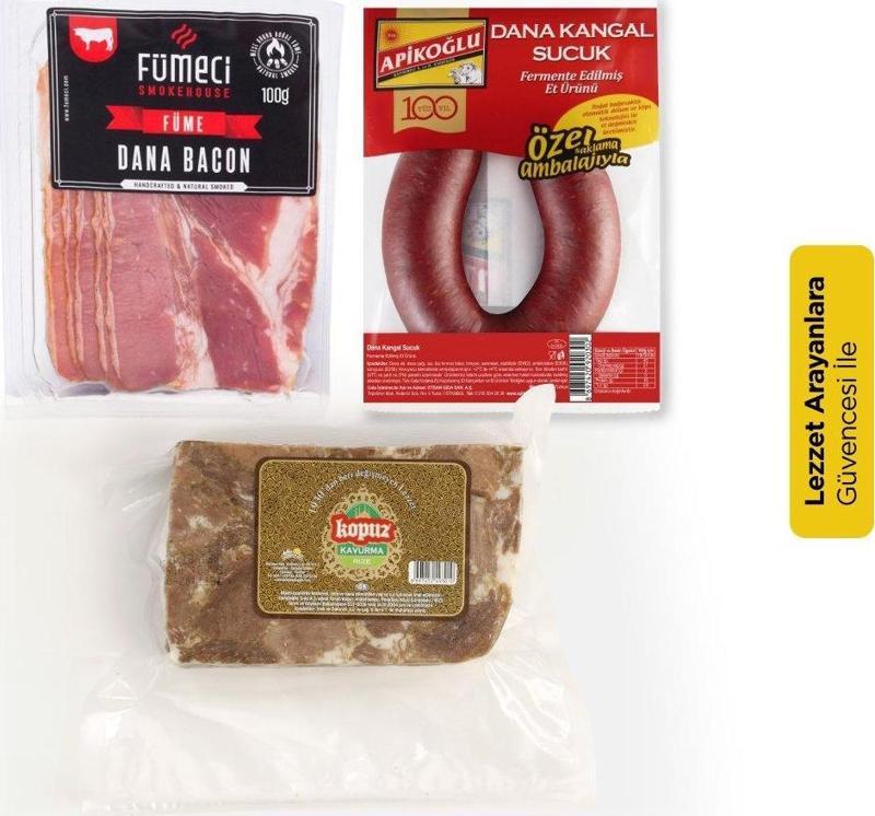 Karışık Et Paketi (Dana Bacon 100 gr+ Apikoğlu 280 Gr Sucuk + Kopuz Kavurma 300 Gr )