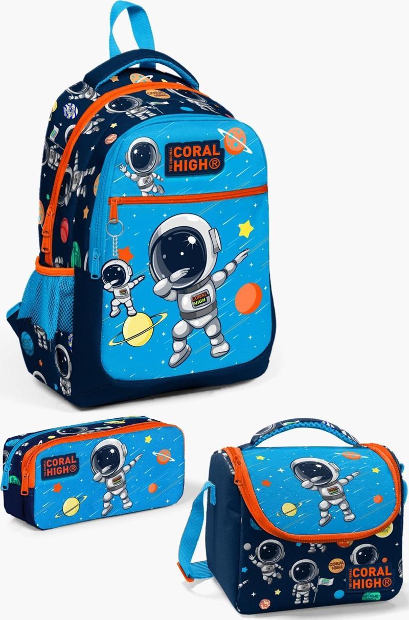 Kids Lacivert Mavi Astronot Desenli 3’lü Okul Çanta Seti SET0123486