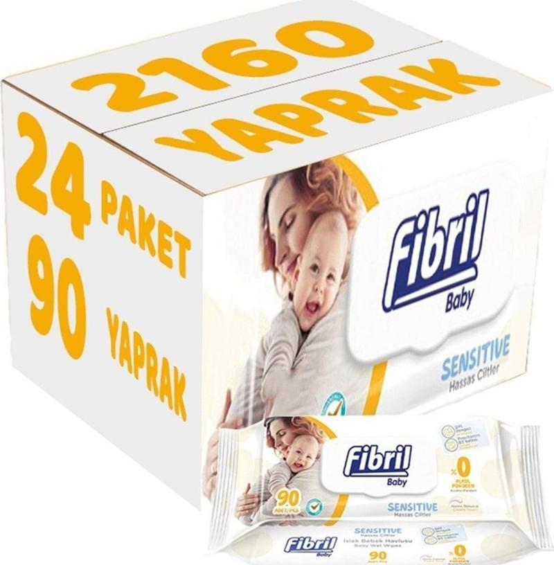 Islak Havlu Mendil 90 Yaprak Baby Sensitive Plastik Kapaklı (24 Lü Set) 2160 Yaprak