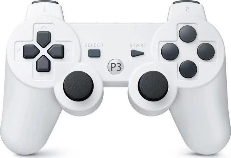 P3 Doubleshock PS3 Playstation 3 için Uyumlu Kablosuz Titreşimli Oyun Kolu Gamepad Joystick Controller Beyaz