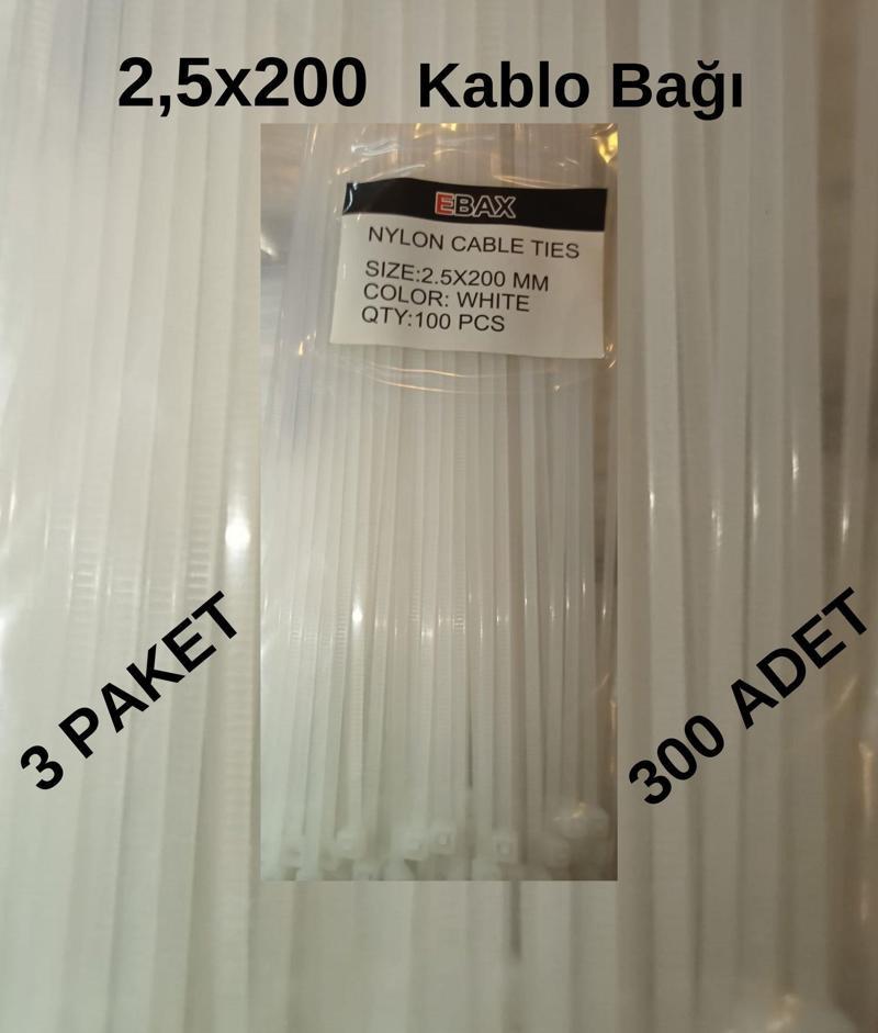 Kablo Bağı 200*2.5 3 Paket (300ad.)