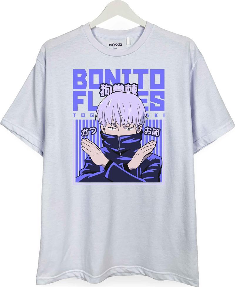 Toge Inumaki Jujutsu Kaisen Baskılı Loose Fit Bisiklet Yaka Unisex Tişört Anime Manga