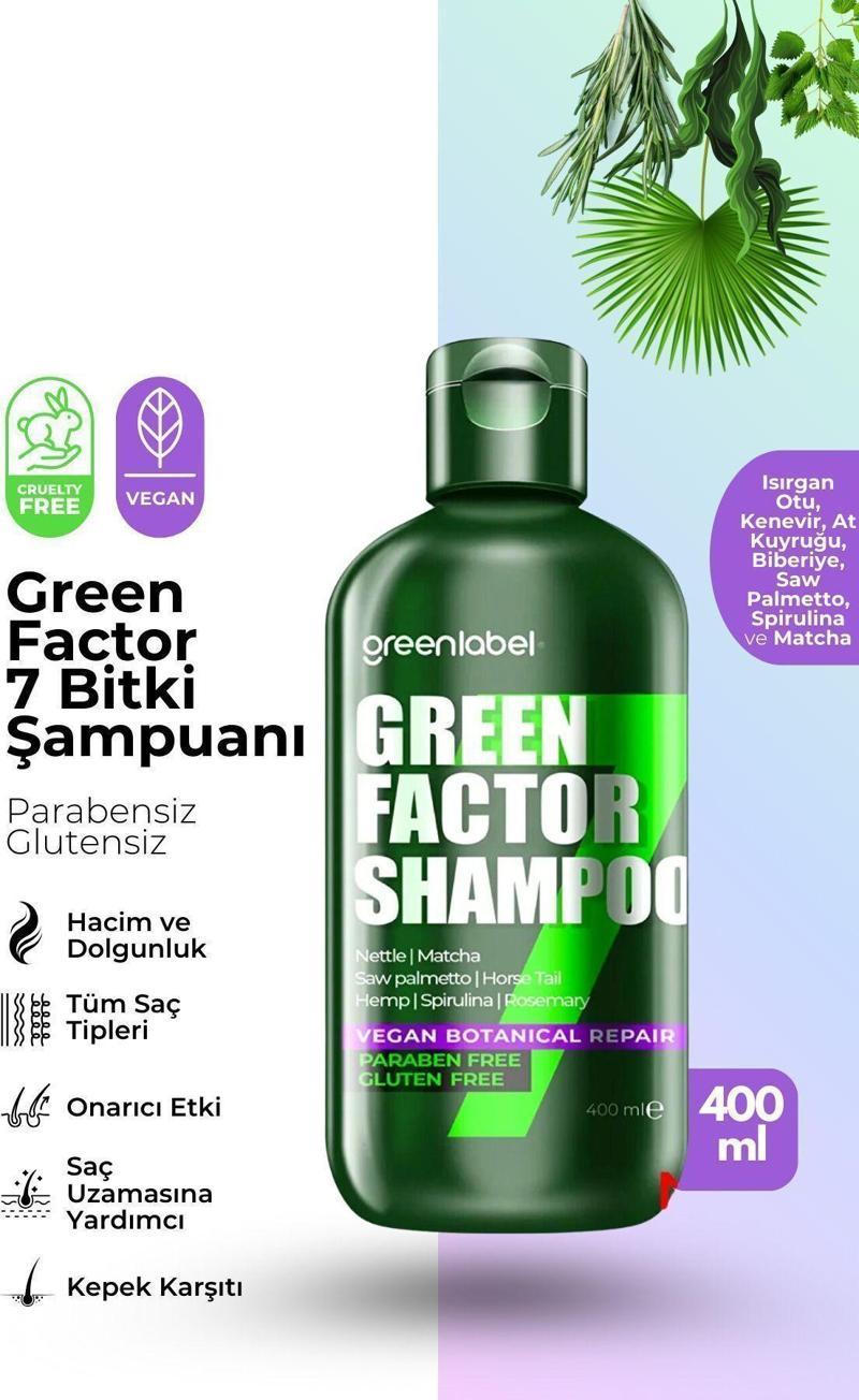 Green Factor 7 Bitkili Vegan Parabensiz Glutensiz Yoğun Bakım Ve Biberiye Suyu Içeren Şampuan