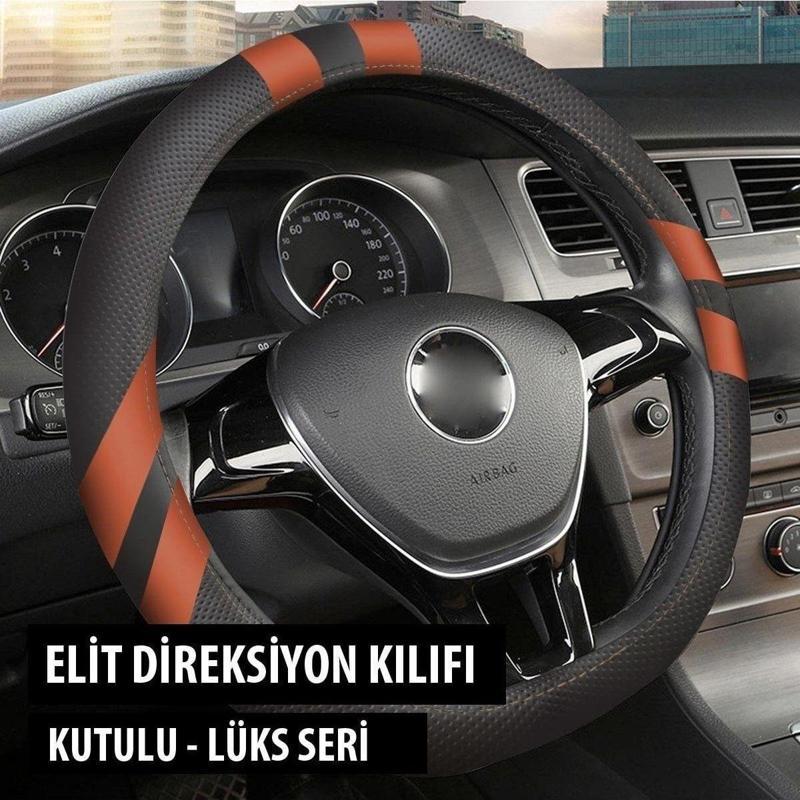 Fiat Egea Uyumlu  Geçmeli Direksiyon Kılıfı Taba