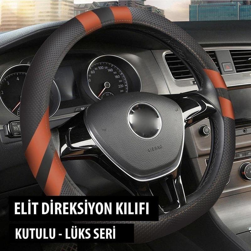 Hyundai Accent Era Uyumlu Elit Geçmeli Direksiyon Kılıfı Taba