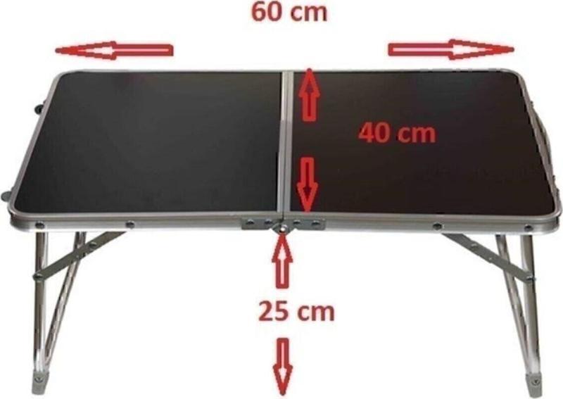 Katlanır Siyah Kamp Sehpası 60x40 Cm Çok Amaçlı Masa Kamp Masası Bilgisayar Masası Yemek Masası