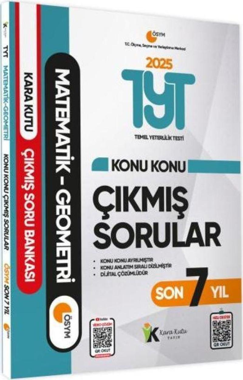 2025 YKS-TYT Matematik-Geometri Karakutu Konu Konu Çıkmış Soru Bankası ÖSYM Son 7 Yıl D. Çözümlü