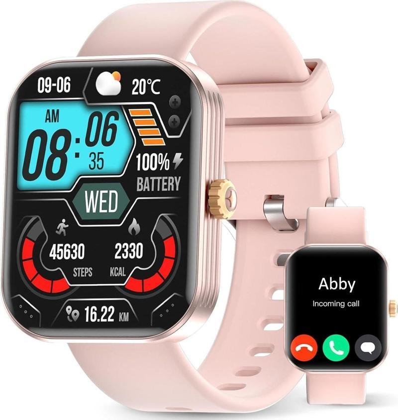 AMAZTIM Akıllı Saat, 2" HD Ultra Büyük Ekran, Kadınlar İçin - Pembe