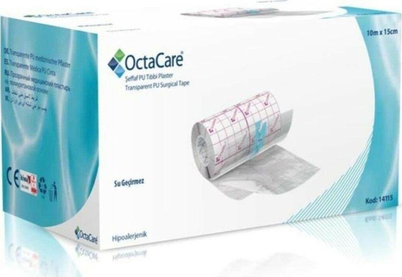 Octacare 14115 Şeffaf Pu Tıbbi Su Geçirmez Flaster 10mx15cm