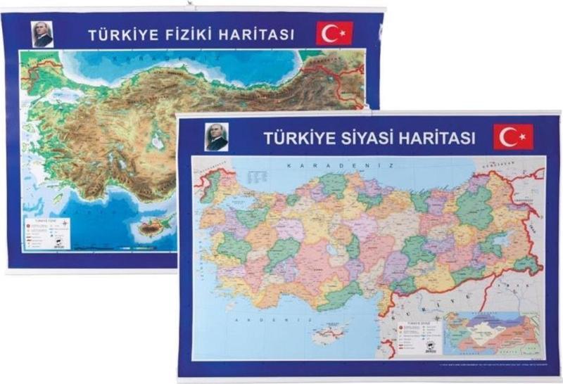 Harita Türkiye Siyasi Fiziki Çıtalı 70x100 Cm