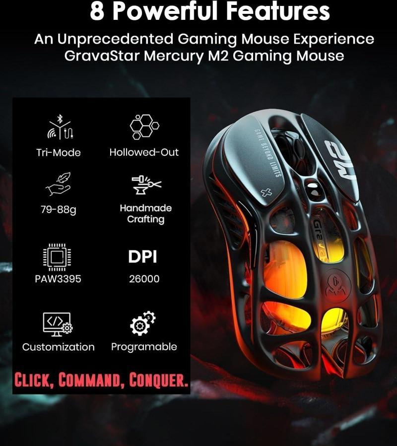 Mercury M2 Kablosuz Oyun Mouse 26000 DPI - Programlanabilir Düğme