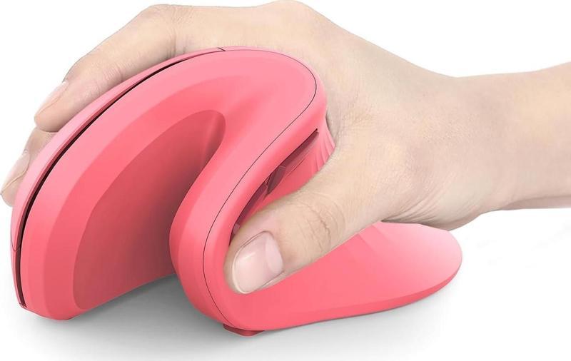 Ergonomik Kablosuz Dikey Mouse, Bluetooth 4.0+USB - Gül Pembesi