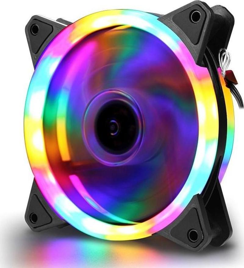 C892 RGB Gökkuşağı Renkli 12cm Soğutucu PC Kasa Fanı