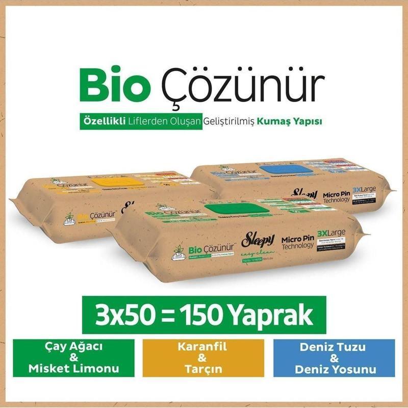 Bio Çözünür Yüzey Temizlik Havlusu Karma Paket 3X50 (150 Yaprak)