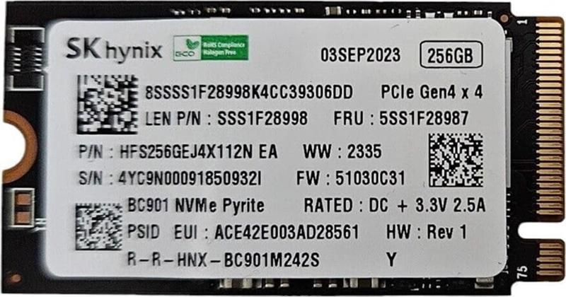 SK HYNIX HFS256GEJ4X112N 2242 256GB M2 NVME SSD(KUTUSUZ)